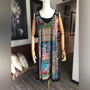 Vintage ZOE Multicolor Patchwork Sleeveless Midi Dress
Size L/XL